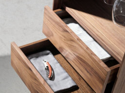 Angel Cerda Stylish Swiveling Walnut Bar Cabinet With Storage - thumbnail 4