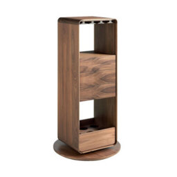 Angel Cerda Stylish Swiveling Walnut Bar Cabinet With Storage