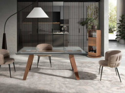 Angel Cerda Stylish Swiveling Walnut Bar Cabinet With Storage - thumbnail 3
