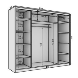 Etna 250 Large Sliding Door Wardrobe With Mirror For Contemporary Homes Black+White - thumbnail 4