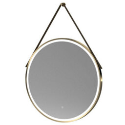 Dezine 800mm Round Brushed Brass Illuminated Mirror With Touch Sensor - thumbnail 2