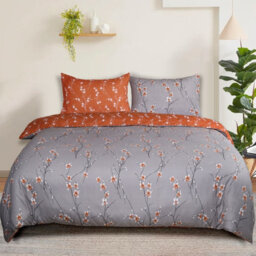 Ameha Printed Duvet Cover 3Piece Set With Matching Pillowcase Microfiber Floral Pattern Bedding Set Rust Flower Double (200X200Cm) - thumbnail 2