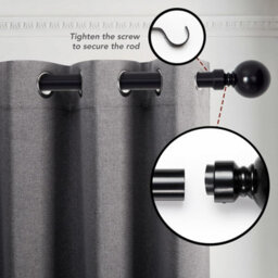 Aspire Homeware Plain Metal Curtain Pole With Ball Finials Extendable Rod 70-120 Cm (Matte Black) - thumbnail 5