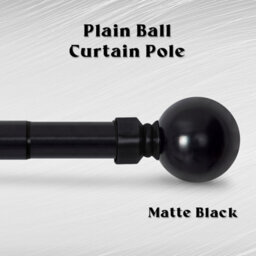 Aspire Homeware Plain Metal Curtain Pole With Ball Finials Extendable Rod 70-120 Cm (Matte Black) - thumbnail 8