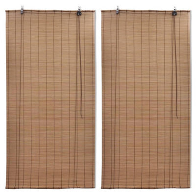 Berkfield Bamboo Roller Blinds 2 Pcs 100X160 Cm Brown - image 1