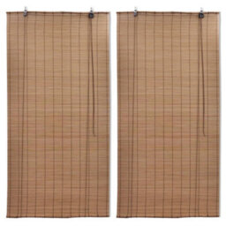 Berkfield Bamboo Roller Blinds 2 Pcs 100X160 Cm Brown - thumbnail 1