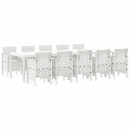 Berkfield Modern Garden Dining Set 11 Pcs White Poly Rattan And Steel - thumbnail 1