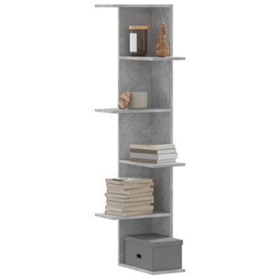 Berkfield Wall Corner Shelf Concrete Grey 36.5X36.5X140 Cm Engineered Wood - image 1