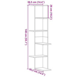 Berkfield Wall Corner Shelf Concrete Grey 36.5X36.5X140 Cm Engineered Wood - thumbnail 9