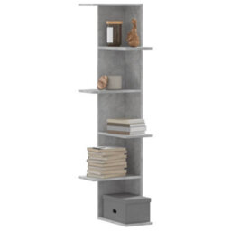 Berkfield Wall Corner Shelf Concrete Grey 36.5X36.5X140 Cm Engineered Wood - thumbnail 1