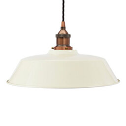 Clay White Chancery Painted Dome Pendant Light With Antique Copper Lamp Holder And Black Twisted Cable - Se Home - thumbnail 1