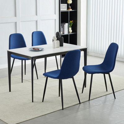 MCC Direct Set Of 4 Teddy Faux Fur Stitched Design Dining Chairs Blue Bella By Mcc - image 1