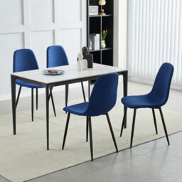 MCC Direct Set Of 4 Teddy Faux Fur Stitched Design Dining Chairs Blue Bella By Mcc - thumbnail 1