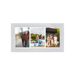 AK Frames 16X8 White Classic Multi Photo Frame With White Mount - Holds 3 Apertures (3X) 7X5 Photos - thumbnail 1
