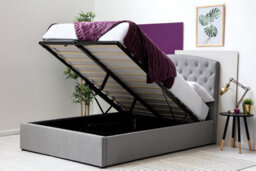 Sedgwick Grey Velvet  Gas Lift  Ottoman Storage Bed Frame - Double 4Ft6 - thumbnail 6