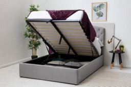 Sedgwick Grey Velvet  Gas Lift  Ottoman Storage Bed Frame - Double 4Ft6 - thumbnail 5