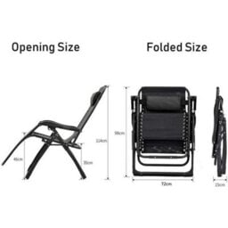 2X Heavy Duty Garden Reclining Zero Gravity Chair Adjustable Folding Sun Lounger - thumbnail 2