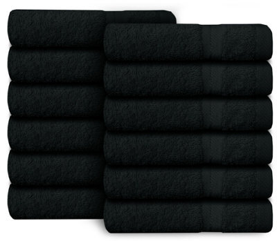 Casabella Premium Quality 12 Black Face Towels 30X30Cm Highly Absorbent Face Cloth Set, 100% Combed Cotton 650 Gsm - image 1