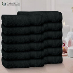 Casabella Premium Quality 12 Black Face Towels 30X30Cm Highly Absorbent Face Cloth Set, 100% Combed Cotton 650 Gsm - thumbnail 3
