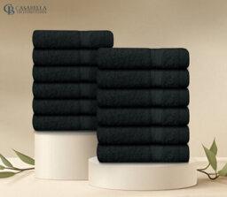 Casabella Premium Quality 12 Black Face Towels 30X30Cm Highly Absorbent Face Cloth Set, 100% Combed Cotton 650 Gsm - thumbnail 6