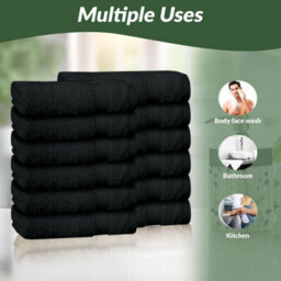 Casabella Premium Quality 12 Black Face Towels 30X30Cm Highly Absorbent Face Cloth Set, 100% Combed Cotton 650 Gsm - thumbnail 5