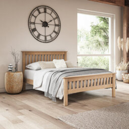 SlumberWorx Pitlochry Solid Wooden Oak Bed Frame - Double - Shaker Style - thumbnail 2