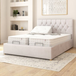 Aspire Olivier Electric Adjustable Bed Upholstered With Pocket Sprung Mattress Uk Made, Plush Light Silver, Size Superking - thumbnail 3