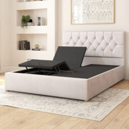 Aspire Olivier Electric Adjustable Bed Upholstered With Pocket Sprung Mattress Uk Made, Plush Light Silver, Size Superking - thumbnail 4