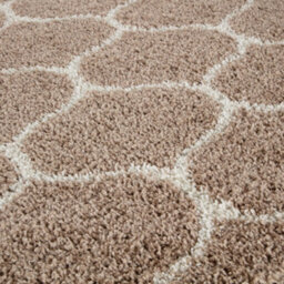 The Rugs Moroccan Shaggy Rugs And Runners Soft Fluffy Trellis Design High Pile Beige And Ivory  Living Room Kitchen Hallway 620 - thumbnail 2