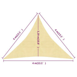 Berkfield Sunshade Sail 160 G/m2 Beige 4X4X4 M Hdpe - thumbnail 6