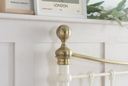 Save On Goods UK 5Ft King Size Traditional Metal Bed Frame,victorian,cream With Brass Finish, Bedstead - thumbnail 4