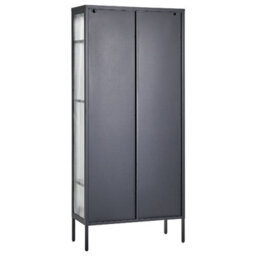 Beliani Glass Display Cabinet Foxton Metal 80 Cm Black - thumbnail 7