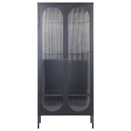 Beliani Glass Display Cabinet Foxton Metal 80 Cm Black - thumbnail 4