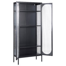 Beliani Glass Display Cabinet Foxton Metal 80 Cm Black - thumbnail 6