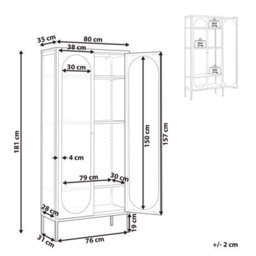 Beliani Glass Display Cabinet Foxton Metal 80 Cm Black - thumbnail 3