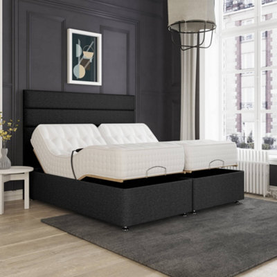 Hampton Electric Adjustable Bed Upholstered Velvet Fabric Sprung Mattress