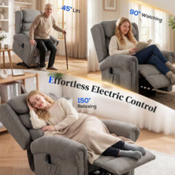 Homcom Power Lift Recliner Chair For Elderly With Remote Control, Dark Grey - thumbnail 4