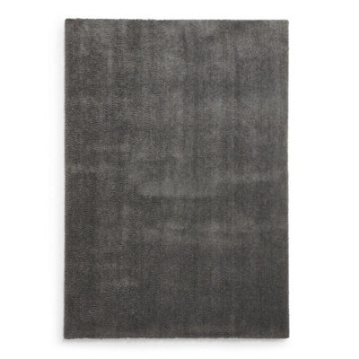 Charcoal Shaggy Washable Plain Modern Rug For Living Room Bedroom & Dining Room-60Cm X 115Cm - image 1