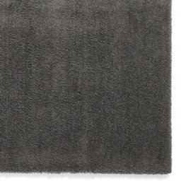 Charcoal Shaggy Washable Plain Modern Rug For Living Room Bedroom & Dining Room-60Cm X 115Cm - thumbnail 5