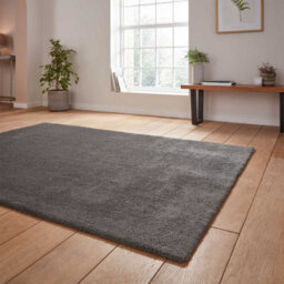 Charcoal Shaggy Washable Plain Modern Rug For Living Room Bedroom & Dining Room-60Cm X 115Cm - thumbnail 3