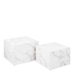 Wyld Haus Munkebo Set Of 2 White Carrara Marble-Effect Square Coffee Tables - thumbnail 3