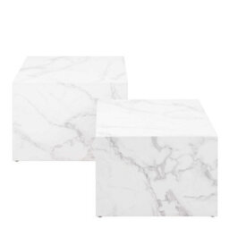 Wyld Haus Munkebo Set Of 2 White Carrara Marble-Effect Square Coffee Tables - thumbnail 4