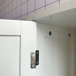White Bamboo Multipurpose Standing 2 Door Bathroom Toilet Cabinet - thumbnail 2