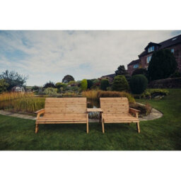 Churnet Valley Garden Furniture Ltd Valley 5 Seat Set 1X2B 1X3B Straight Tray - Timber - L100 X W215 X H95 Cm - Fully Assembled - Set Of Waterproof Cushions Included - thumbnail 3
