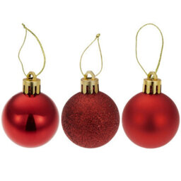 Tectake Christmas Baubles - 24-Piece Set In Red  - Red - thumbnail 3