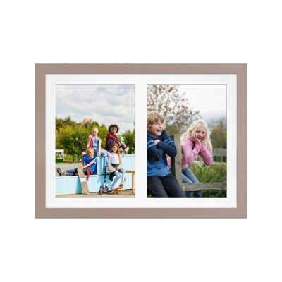 AK Frames 20X14 Rose Gold Modern Multi Photo Frame With White Mount - Holds 2 Apertures (2X) A4 Photos - image 1