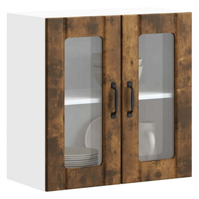 Berkfield Kitchen Wall Cabinet With Glass Door Lucca Smoked Oak Engineered Wood - image 1