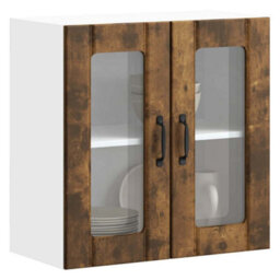 Berkfield Kitchen Wall Cabinet With Glass Door Lucca Smoked Oak Engineered Wood