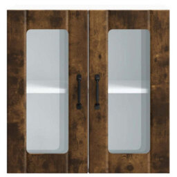 Berkfield Kitchen Wall Cabinet With Glass Door Lucca Smoked Oak Engineered Wood - thumbnail 6
