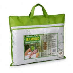 Bamboo Memory Foam Pillow 60 X 40 X 13Cm With Bamboo Zipped Cover, Shredded Memory Foam Bed Pillow, Medium Support, Flat Packed - thumbnail 2